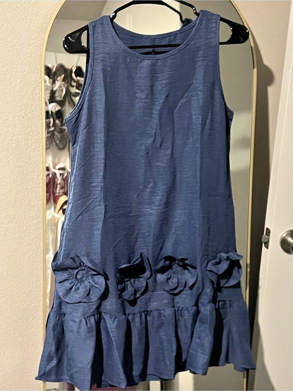Blue Ruffle Mini Dress Size Medium